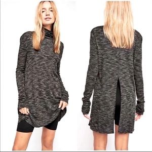 FREE PEOPLE We The Free Stone Cold Turtleneck Long Sleeve Tunic Top In Black L
